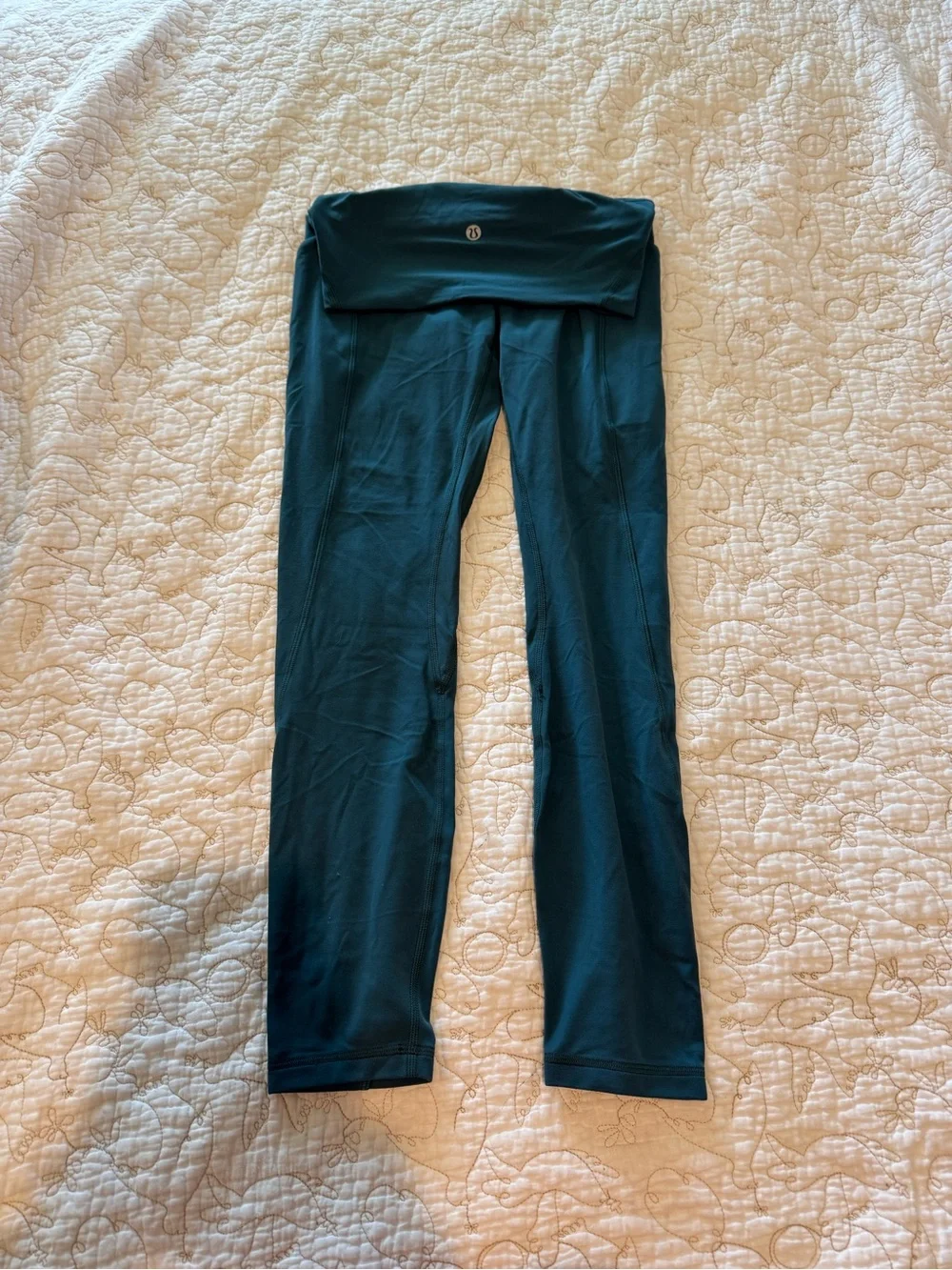 lululemon athletica Girls' Teal Fold-Over Leggings